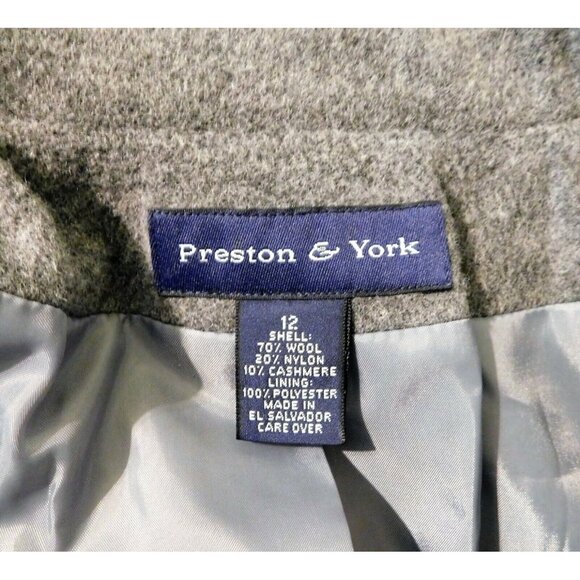 Preston & York Jacket 12 Gray Long Sleeve Lined Career Wool Cashmere Blend - Picture 6 of 6